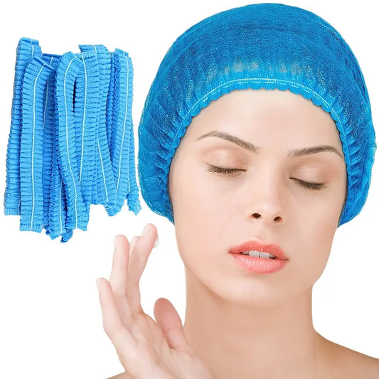Hair Net 100pcs 21-inch/24-inch Blue/White Disposable Restaurant Hats, Kitchen Cap. Suitable for food service, laboratories, salons