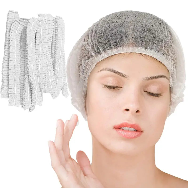 Hair Net 100pcs 21-inch/24-inch Blue/White Disposable Restaurant Hats, Kitchen Cap. Suitable for food service, laboratories, salons